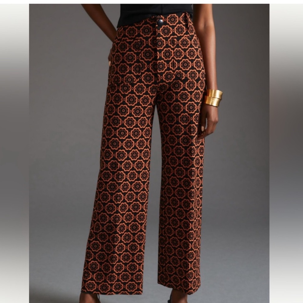NWT Anthropologie Maeve Colette Pants 27 print black motif